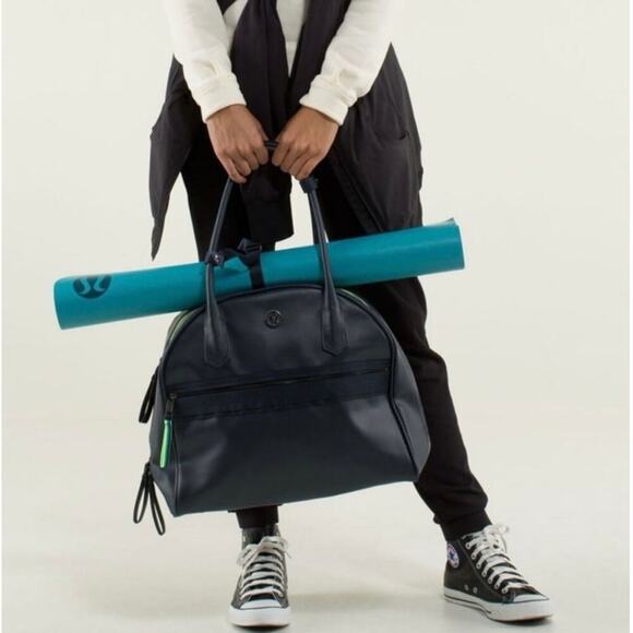 Lululemon Sweat Once A Day Black Gym Duffel Bag Yoga Travel Tote - Picture 1 of 10